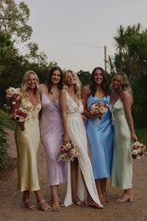 Ankle Length Bridesmaid Dresses for Beach Wedding Sheath Silk Satin